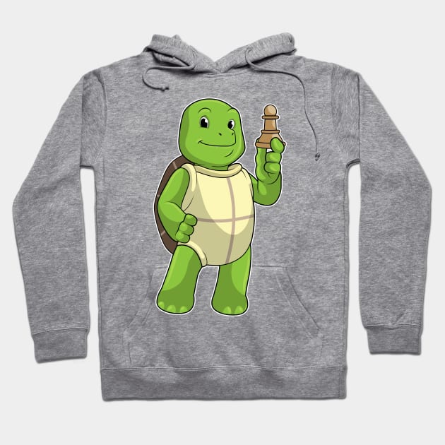 Turtle at Chess with Chess piece Pawn Hoodie by Markus Schnabel